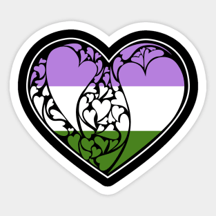 Genderqueer Flag LGBT+ Heart Sticker
